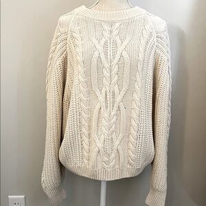 Free People Ivory Cable Knit Sweater